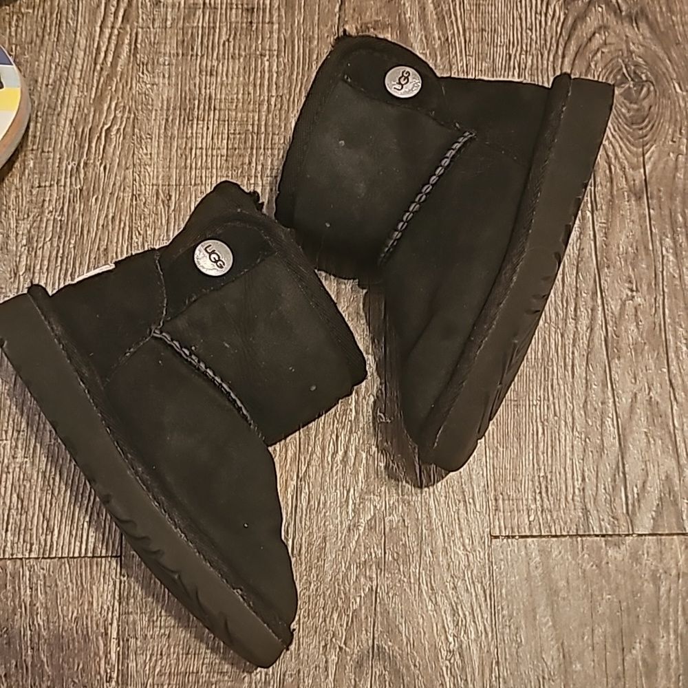 UGG Kids Black Button Mini Boots